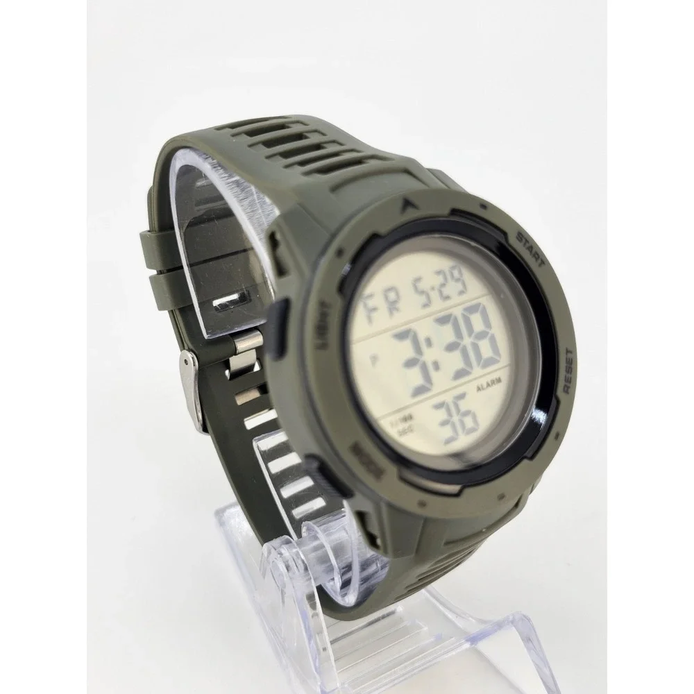 Digital Sports Men's Watch 45MM Dark Green Plastic Bands Light Working
